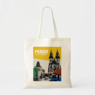 Prague Czech Republic Old Town Skyline Collage Tote Bag