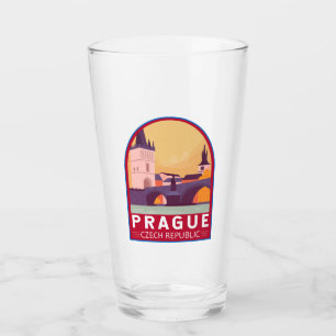 Prague Czech Republic Travel Art Vintage Glass