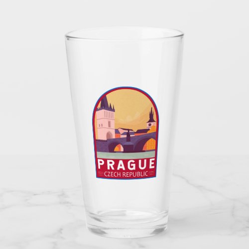 Prague Czech Republic Travel Art Vintage Glass