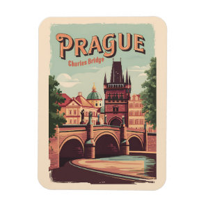 Prague Czech Republic Travel Art Vintage Magnet