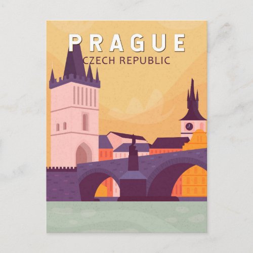 Prague Czech Republic Travel Art Vintage Postcard