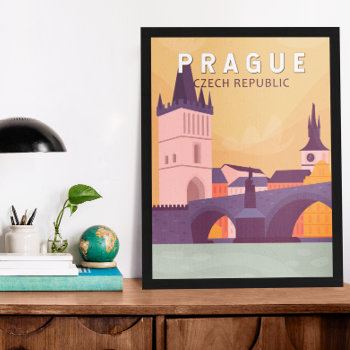 Prague Czech Republic Travel Art Vintage Poster by Kris_and_Friends at Zazzle