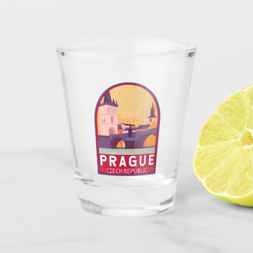 Prague Czech Republic Travel Art Vintage Shot Glass