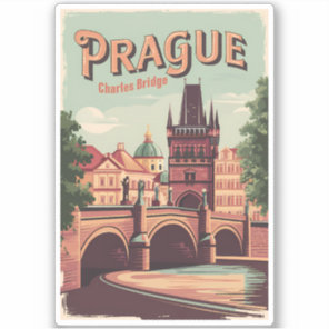 Prague Czech Republic Travel Art Vintage Sticker