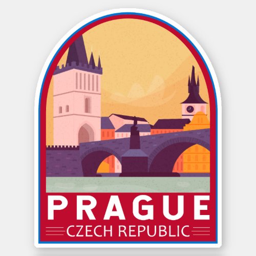 Prague Czech Republic Travel Art Vintage Sticker