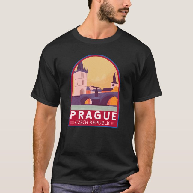 Prague Czech Republic Travel Art Vintage T-Shirt (Front)