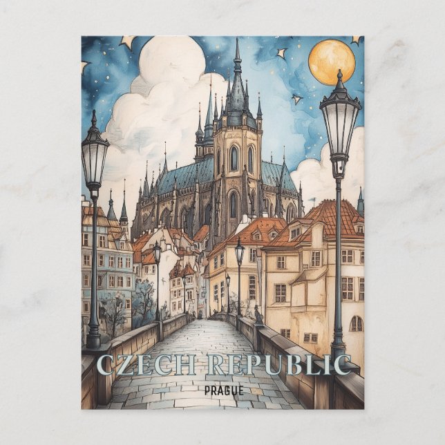Prague Czech Republic Travel Postcard (Front)