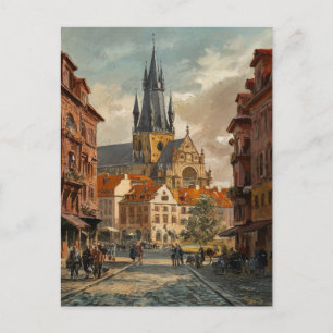 Prague, Czech Republic Vintage Painting Postcard