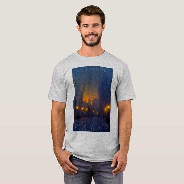 Prague, Czech Republic, Vintage poster, t-shirt (Front Full)