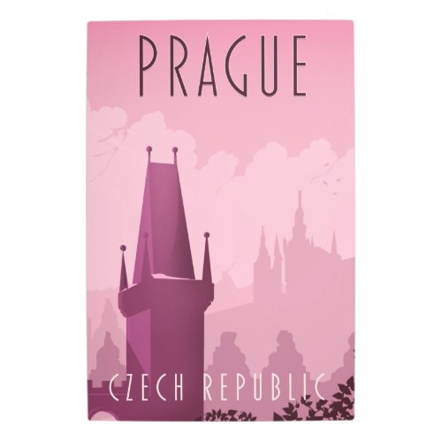 Prague Czech Republic vintage style travel poster