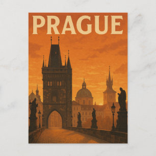Prague Czech Republic Vintage Travel Postcard