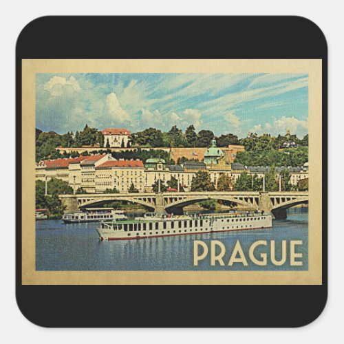 Prague Czech Republic Vintage Travel Square Sticker