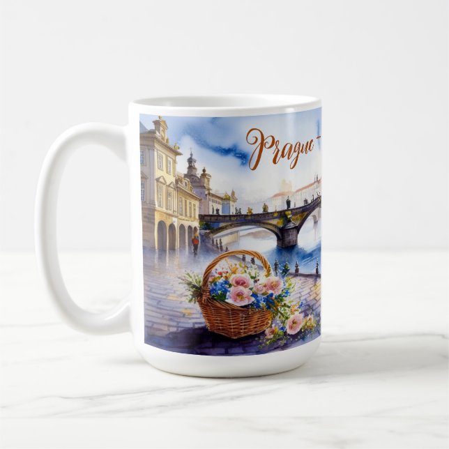 Prague - Czech Republic Watercolor Sketch | Coffee Mug (Left)