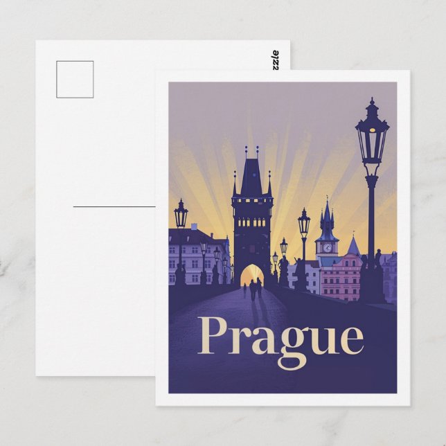 Prague Czech Vintage Famous Travel Place Postcard (Front/Back)