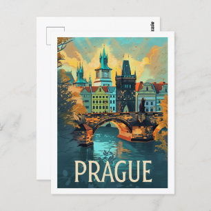Prague Czech Vintage Famous Travel Place Postcard