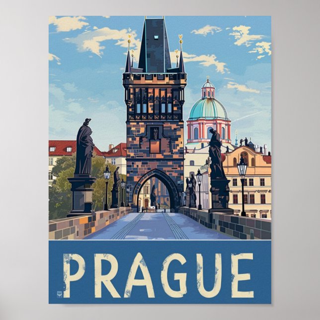 Prague Czech Vintage Famous Travel Place  Poster (Front)