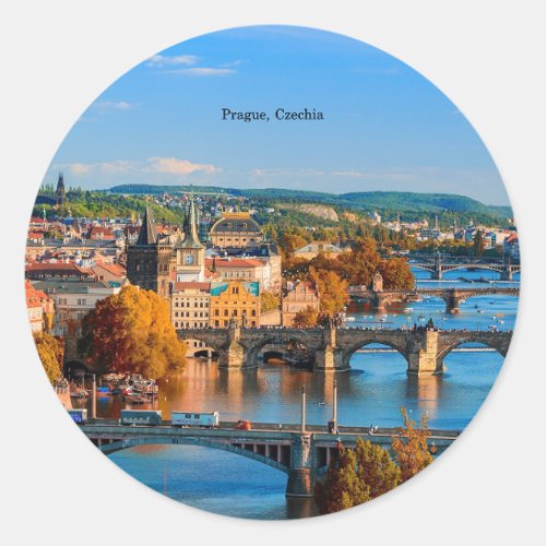 Prague Czechia Bridges Classic Round Sticker