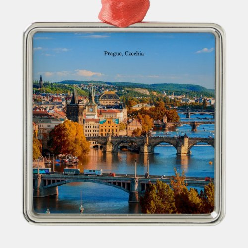 Prague Czechia Bridges Metal Ornament