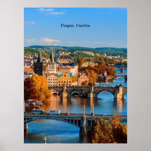 Prague Czechia Bridges Poster