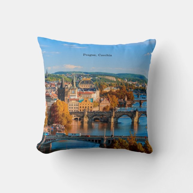 Prague Czechia Bridges Throw Pillow (Front)