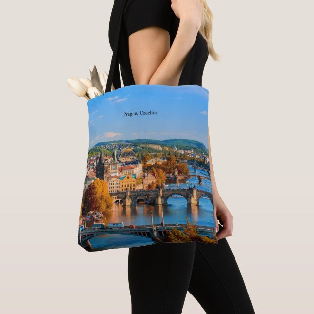 Prague Czechia Bridges Tote Bag (Close Up)