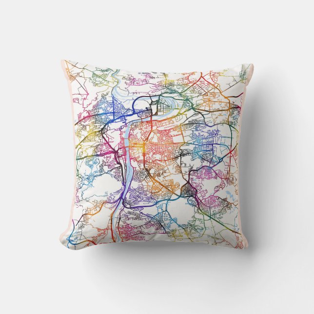 Prague Czechia City Map Throw Pillow (Front)