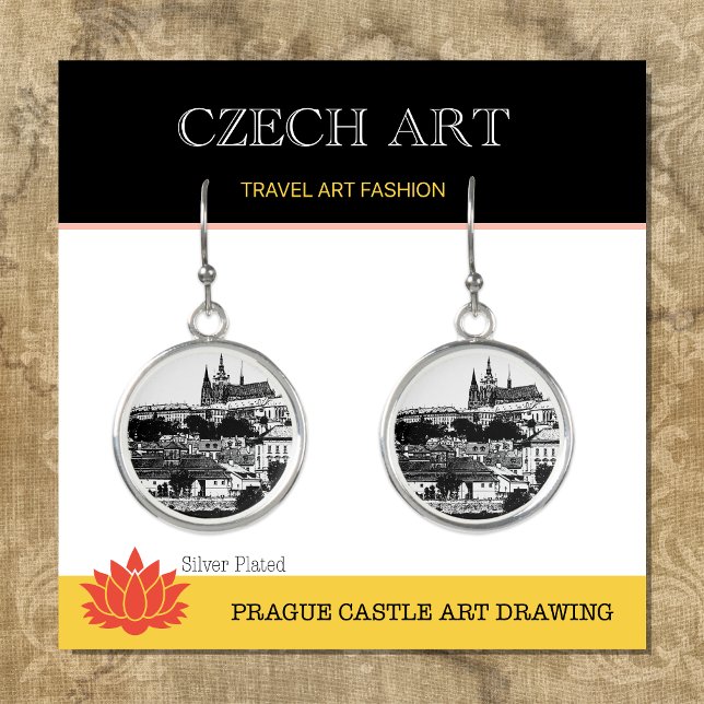 Prague Earrings, Castle, travel, Czech Art Earrings (Creator Uploaded)