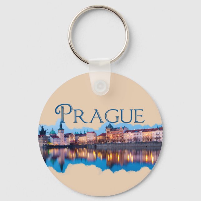 Prague: Evening Skyline Keychain (Front)