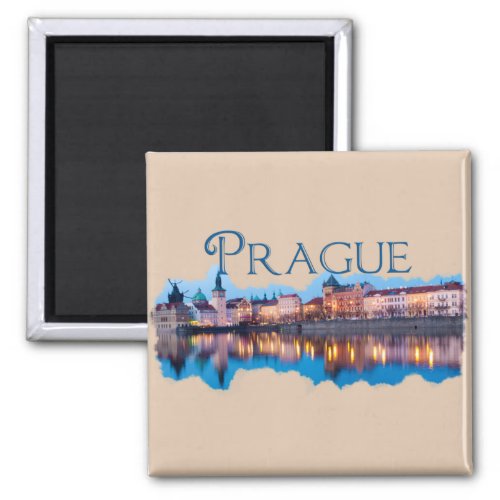 Prague Evening Skyline Magnet