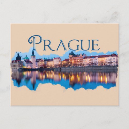 Prague Evening Skyline Postcard