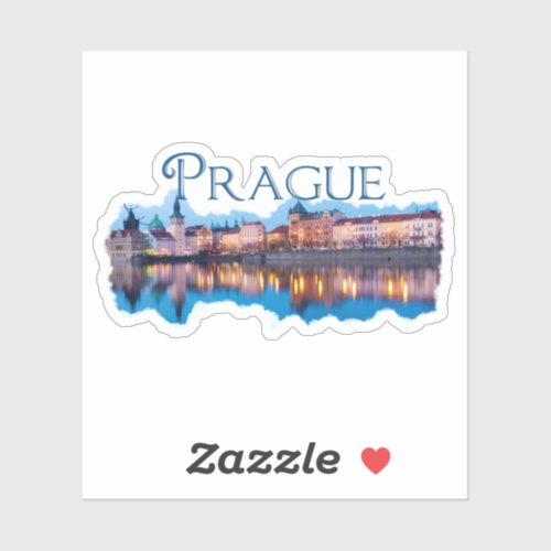 Prague Evening Skyline Sticker