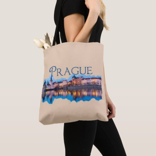 Prague Evening Skyline Tote Bag