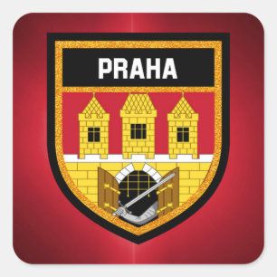 Prague Flag Square Sticker