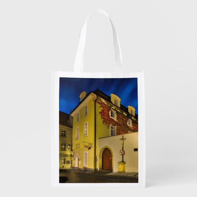 Prague Lesser Town at night Reusable Grocery Bag (Front)