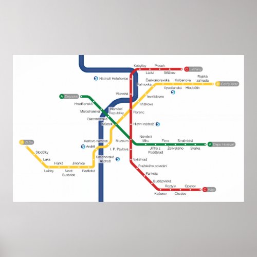 Prague Metro Map Poster