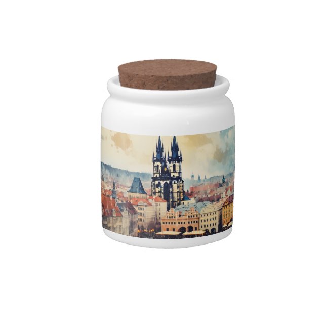 Prague night in Czech Republic  Candy Jar (Front)