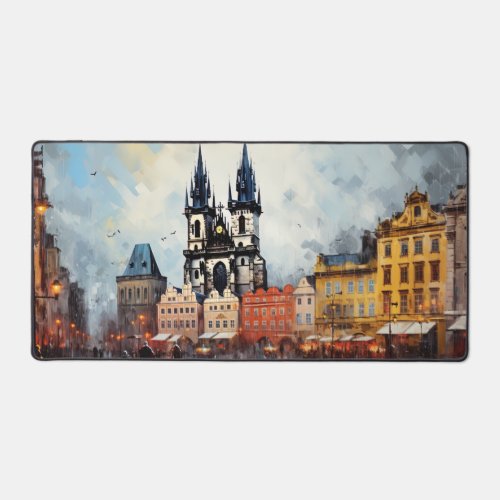 Prague night in Czech Republic Desk Mat