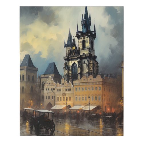 Prague night in Czech Republic  Faux Canvas Print