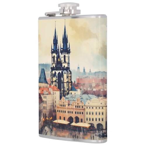 Prague night in Czech Republic  Flask