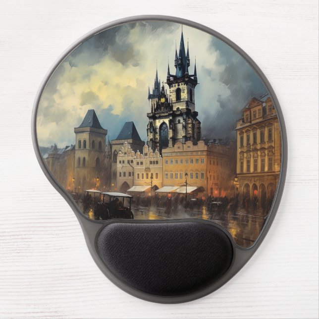 Prague night in Czech Republic  Gel Mouse Pad (Front)