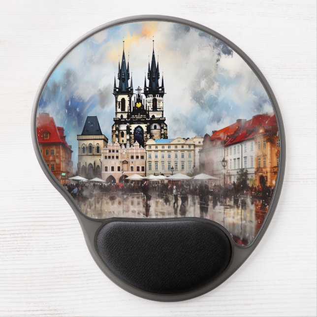 Prague night in Czech Republic  Gel Mouse Pad (Front)