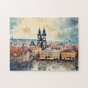 Prague night in Czech Republic Jigsaw Puzzle