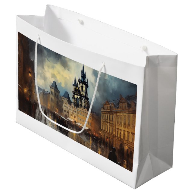 Prague night in Czech Republic  Large Gift Bag (Front Angled)