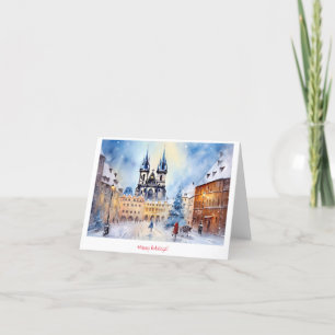 Prague night in Czech Republic Letterpress Thank You Card