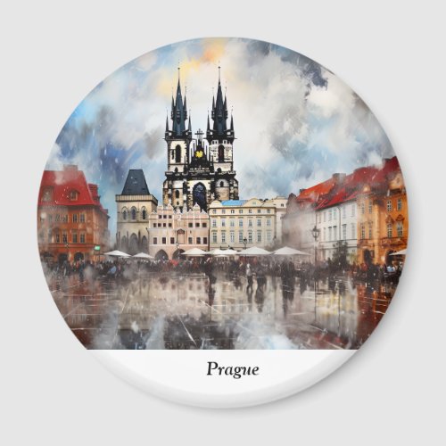 Prague night in Czech Republic Magnet