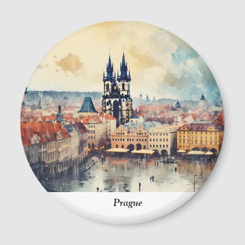 Prague night in Czech Republic Magnet