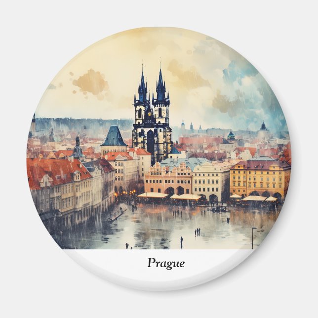 Prague night in Czech Republic Magnet (Front)