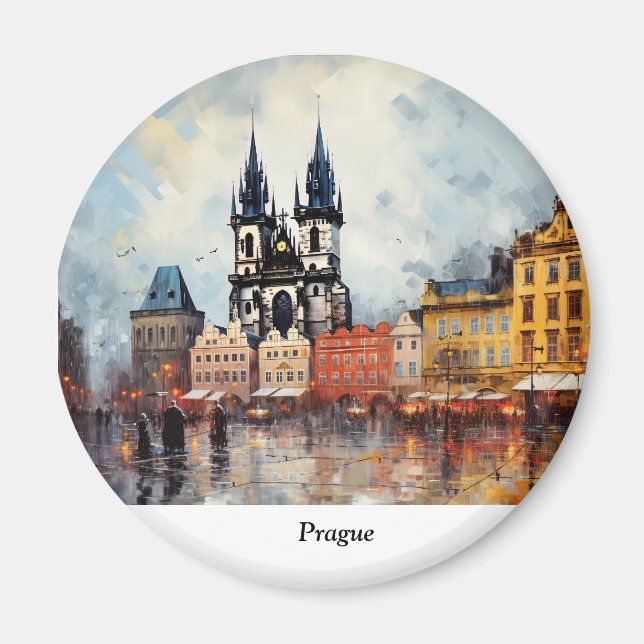 Prague night in Czech Republic Magnet (Front)
