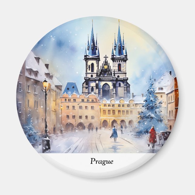 Prague night in Czech Republic Magnet (Front)