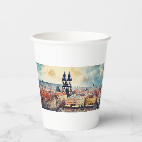 Prague night in Czech Republic  Paper Cups